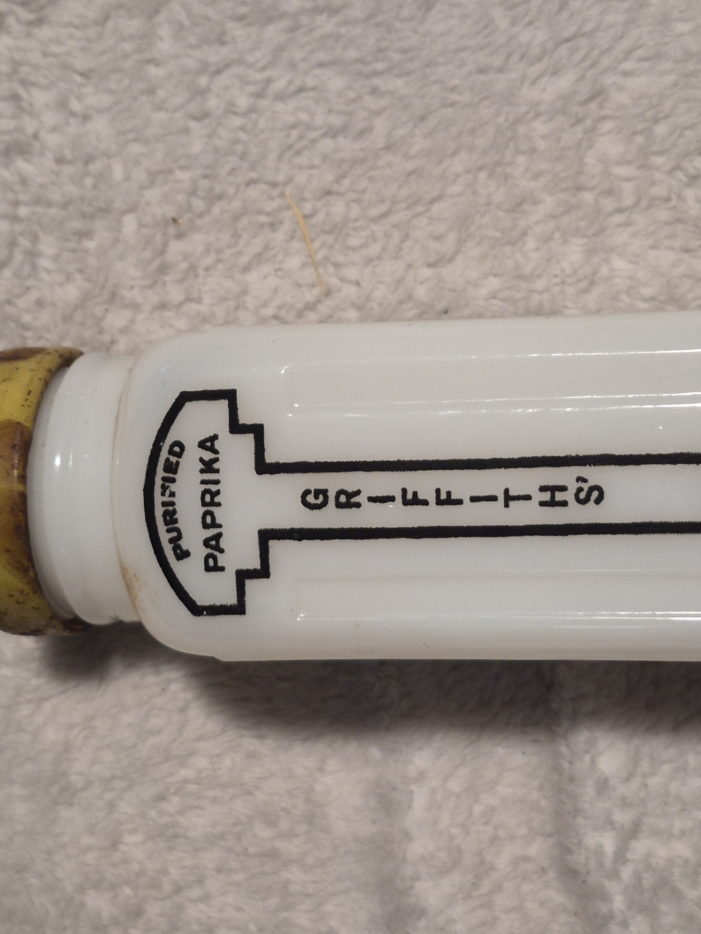 Vintage Griffith's Purified Paprika Milk Glass Spice Jar